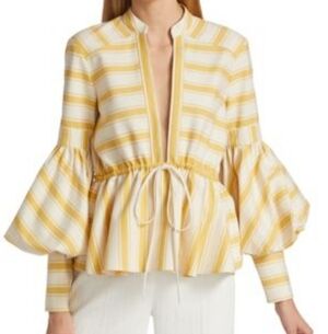 Rosie Assoulin Striped Yellow Women's Top